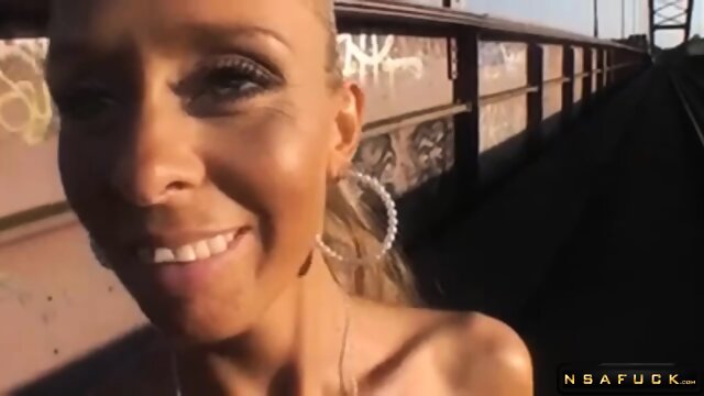Big Titted Blonde Cougar Gets Drilled Doggystyle Outside