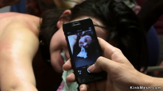 Euro brunette anal fucked in public