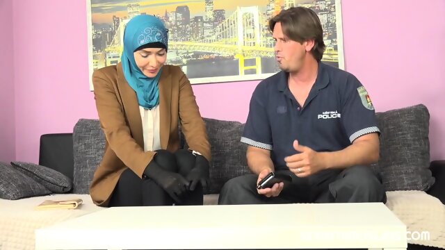 Muslim babe gets horny with the authorities
