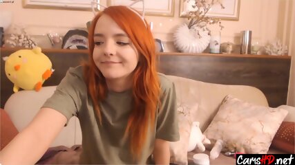 Redhead Ginger Teen Rubs And Toys Her Pussy And Asshole On Webcam