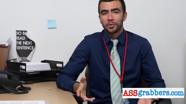 Bondage sex games for a kinky gay threesome at an office meeting.
