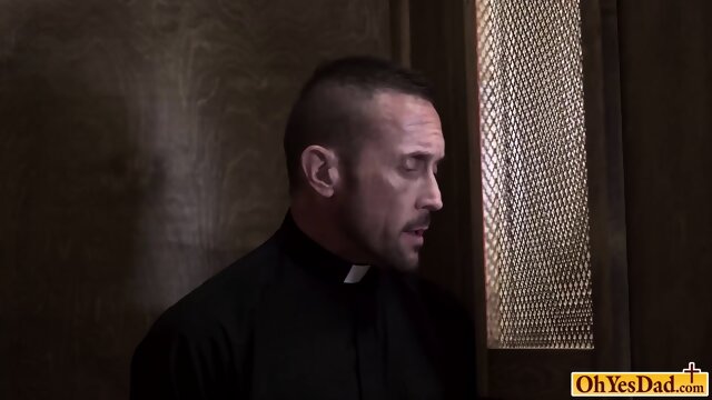 Twink ass rimmed by old priest and bareback fucked hard