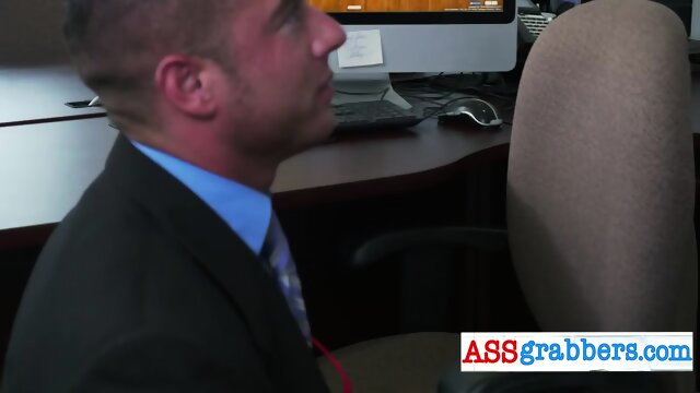 Hot gay threesome in the office with two hunks with big cocks!