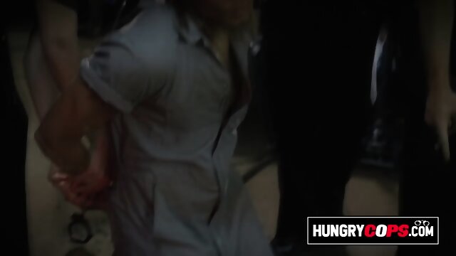 Black suspect is sucking this naughty MILF s nipples after being arrested.