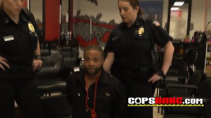 Black Criminal Is Pounding A MILF S White Ass In A Babershop.