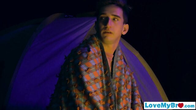 Young twink anal fucked by stepbrother while camping