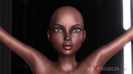 Sexy Sci-fi Female Alien Plays With A Black Girl In The Space Station