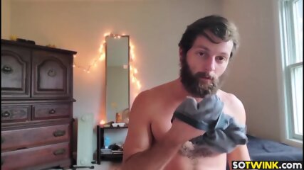 Bearded Stud Andre Grey Fingers His Hole And Masturbates Hardcore