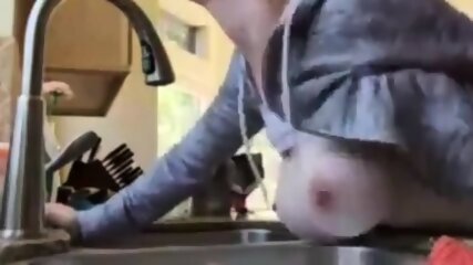 amateur, over sink, from behind, big tits