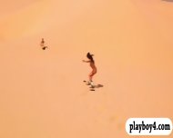Huge Boobs Badass Girls Enjoyed Sand Boarding Naked