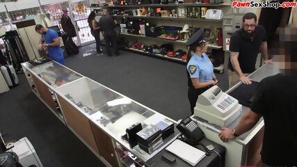 cop, pawning, shop, uniform