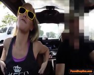 Blonde Babe Gives The Pawnshop Owner A Blowjob In Her Car