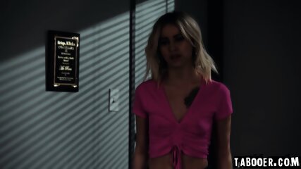 small tits, blonde, office, blowjob