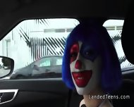 Clown Teen Sucks Cock Outdoor Pov