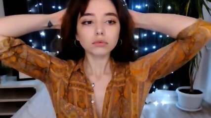 Cute Brunette Teen Begins To Fondle Herself