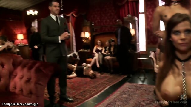 Ebony and MILF in bdsm anal party