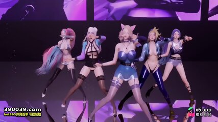 [MMD] K_DA - The Baddest 5 Girls Strip Ver Ahri Akali Evelynn Kaisa Seraphine 3D Erotic Dance