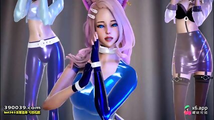 MMD EVERGLOW - ADIOS KDA Ahri Akali Kaisa Seraphine Evelynn Sexy Strip...