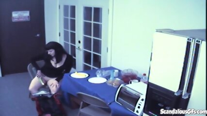 Busty food fetish slut masturbates