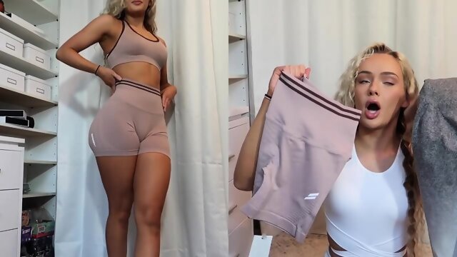 bailey Stewart big ass legging and shorts try on