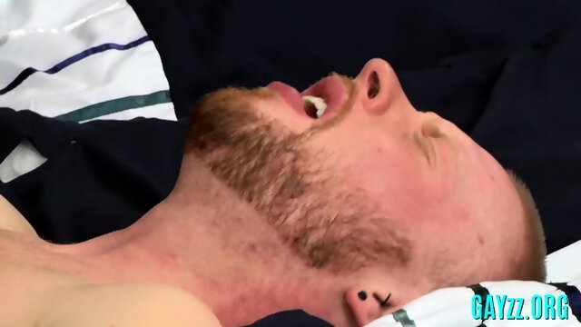 Nasty gay jacks off his boner