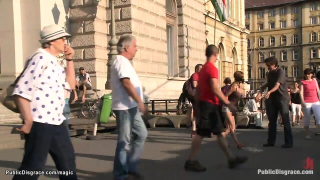 Busty blond Romanian babe public fucked