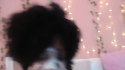 ebony babe, webcam, black webcam, cum face