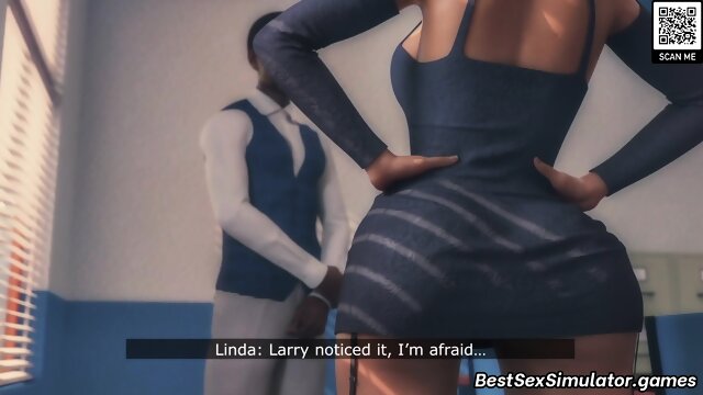Brunette 3D MILF handjob on huge BBC