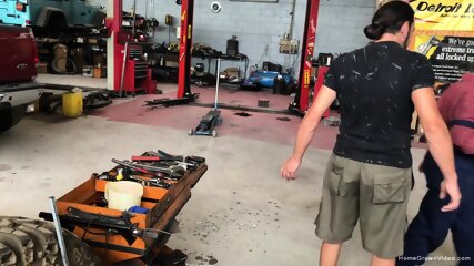 Blonde Wife With Big Tits Gets Sucks Dick In The Garage