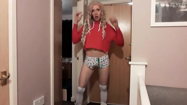 Crossdresser red hoodie