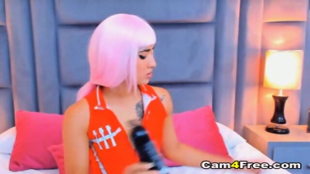 Woman With Pink Hair Fucks And Cum