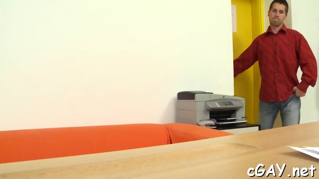 Blowjob for charming gay stud