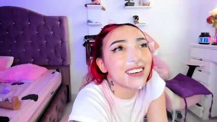 lingerie, blowjob, red hair, webcam