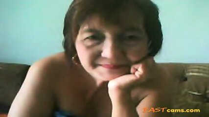 Fat Granny Asian lady on cam showing goods on cam