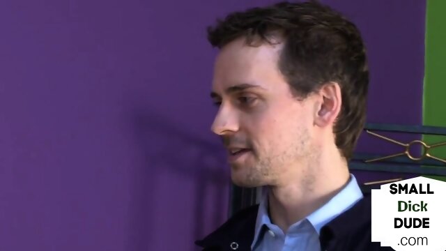 Femdom amateur group mocking and jerking small cock dude