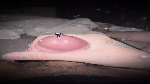Jenking off cum shot dick piercing