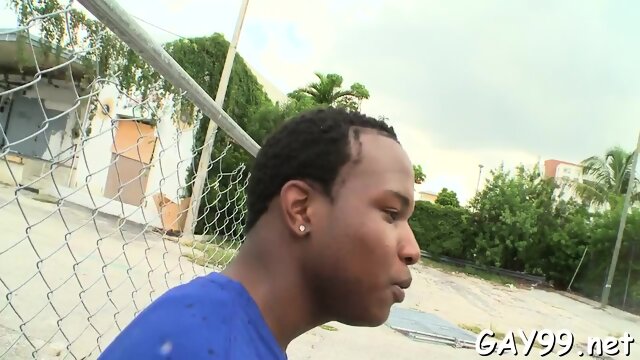 Black gay fucks white pal