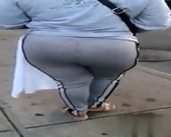 Find Me On Bbw-cdate - Candid Booty Milf Waiting At Bus Stop