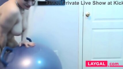 Busty midget Diana with her epic ride on exercise ball