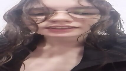 Glasses Teen Fingering Her Pussy On Live
