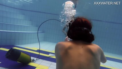 underwater, underwater teens, swimming pool, nude