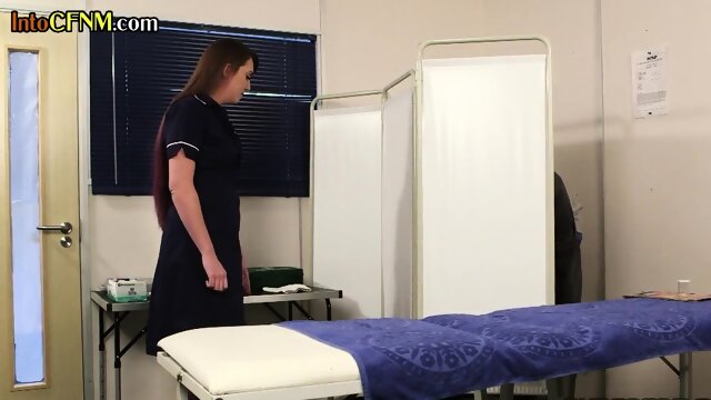 CFNM nurse ladies seduce naked BBC guy in medical room