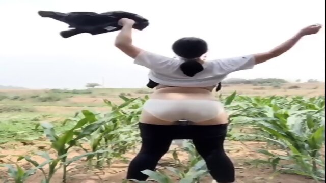 Rural beauty shakes big tits outdoors f0947