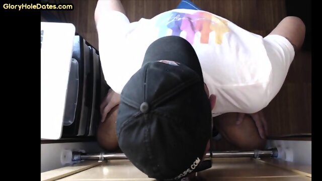 Gloryhole blowjob loving DILF opens mouth for BFs cock