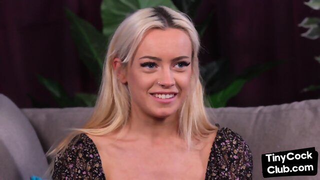 SPH femdom babe in dress jerks small cock in CFNM HJ