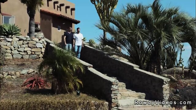 Tattooed muscle gay anal fucks guy in his home