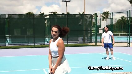 Curly Ebony Spinner Gets On Cock After Tennis