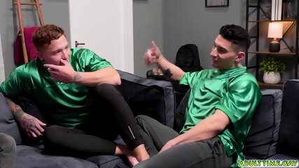 Intense Gay Group Sex With Each Others Stepbrothers Over The Couch