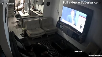 Latin woman, hacked camera, IPCAM Mature Latina couple fucks on the couch, handjob