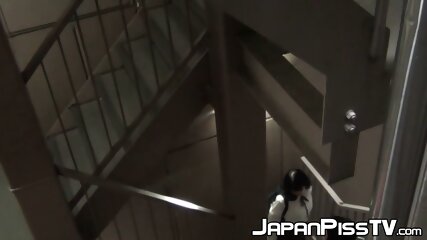 Naughty Japanese Schoolgirl Pissing In A Public Building